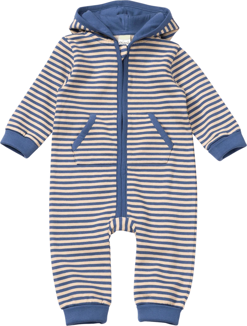 ALANA Overall mit Kapuze und Ringel-Muster, blau, Gr. 62, 1 St