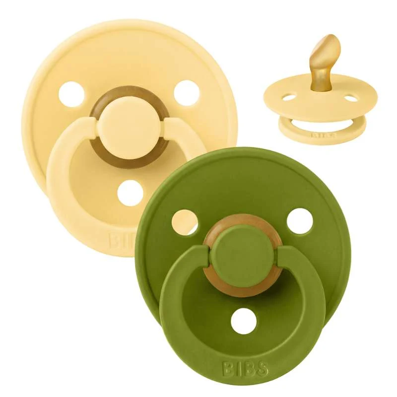 BIBS Anatomisk Colour Sut - 2-Pak - Str. 1 - Naturgummi - Pale Butter/Wasabi