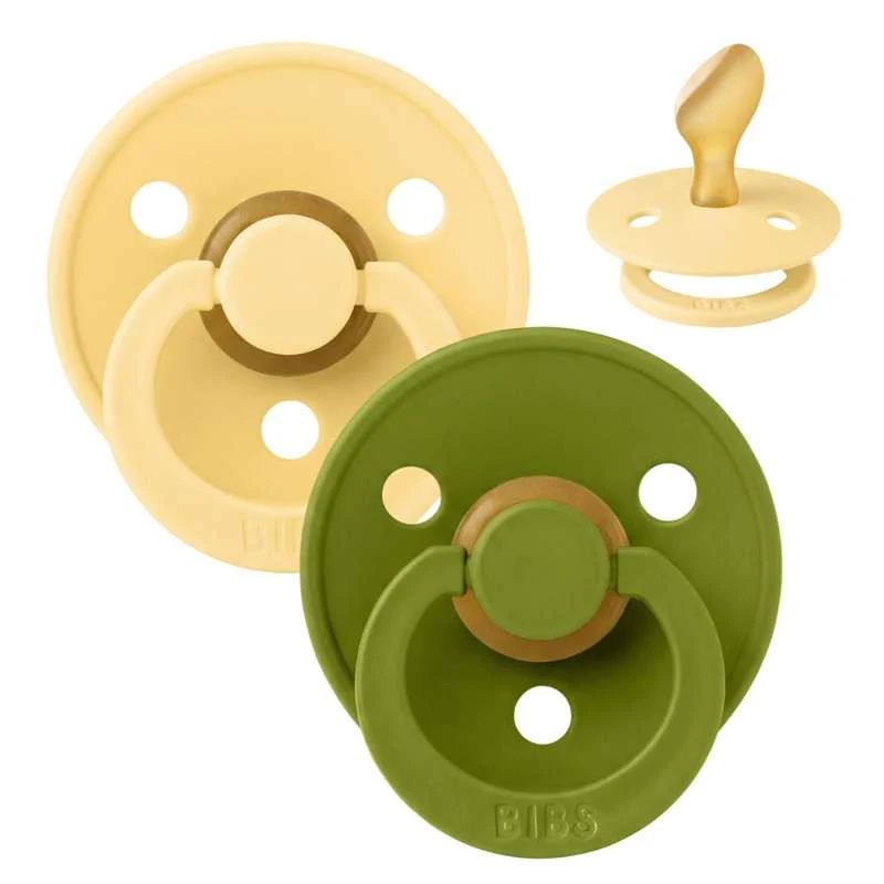 BIBS Anatomisk Colour Sut - 2-Pak - Str. 2 - Naturgummi - Pale Butter/Wasabi